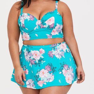 Torrid Aqua Floral Skirt Bikini Set